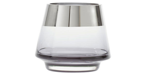 WINDLICHT Grau, Silberfarben, Chromfarben 10/9 cm  - Chromfarben/Silberfarben, LIFESTYLE, Glas (10/9cm) - Ambia Home