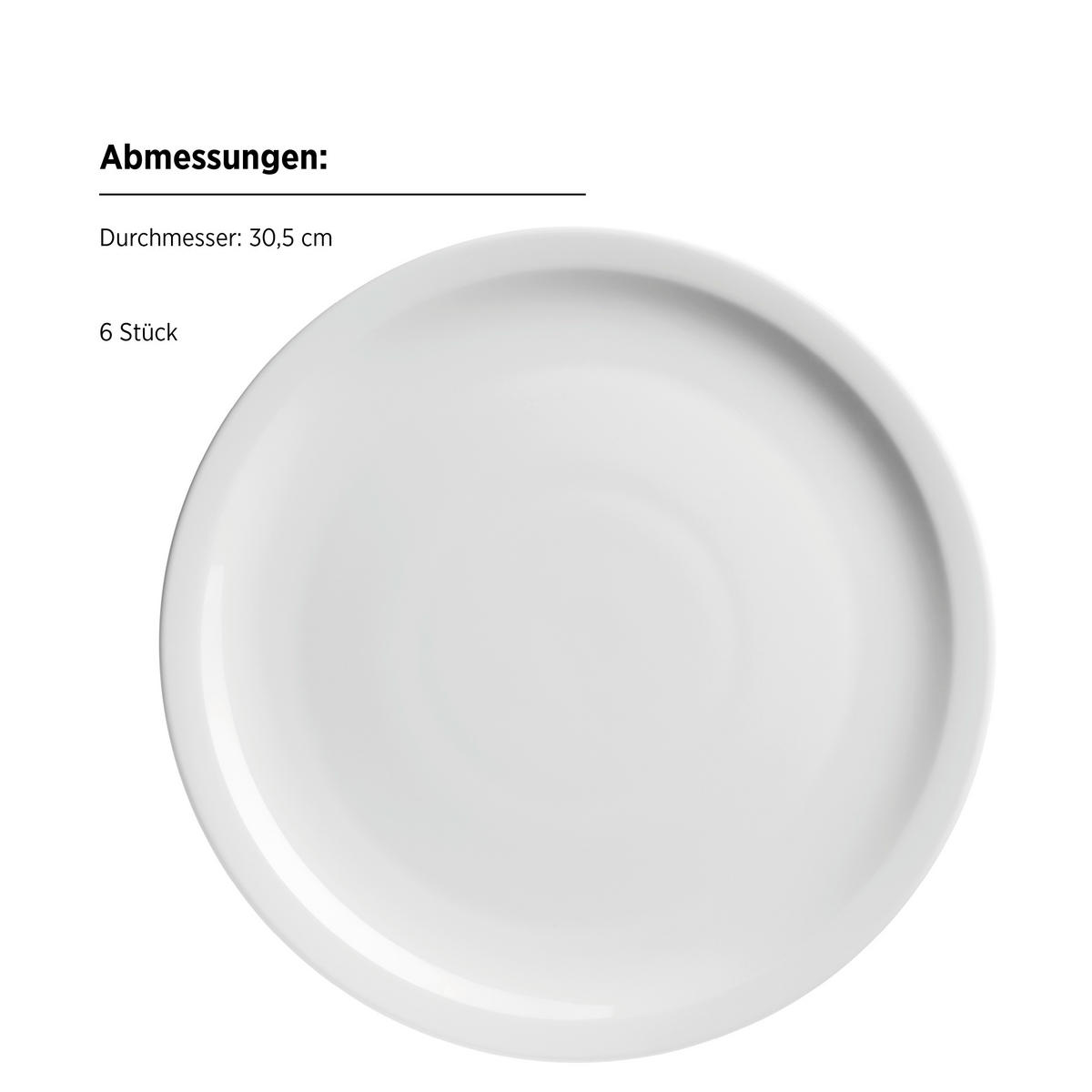 PIZZATELLERSET Porzellan 6-teilig Barca  - Weiß, Basics, Keramik - Mäser