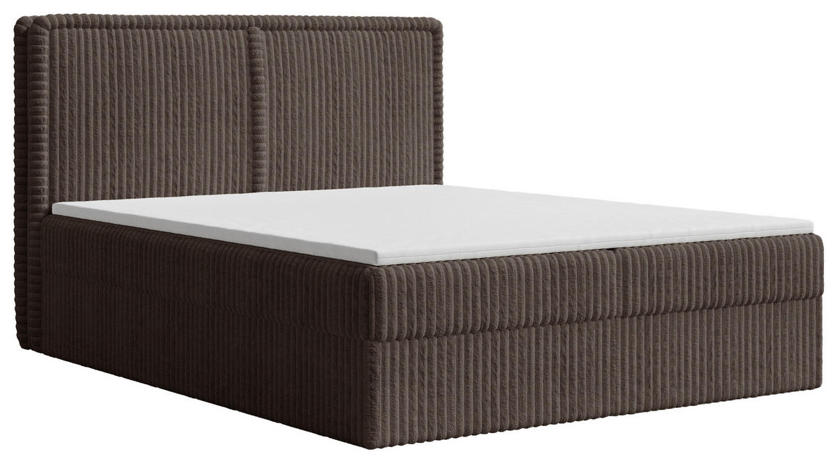 BOXBETT 160/200 cm,  in Braun, Bettkasten, Topper, H2 + H3 = mittel + fest  - Schwarz/Braun, MODERN, Holz/Kunststoff (160/200cm) - MID.YOU