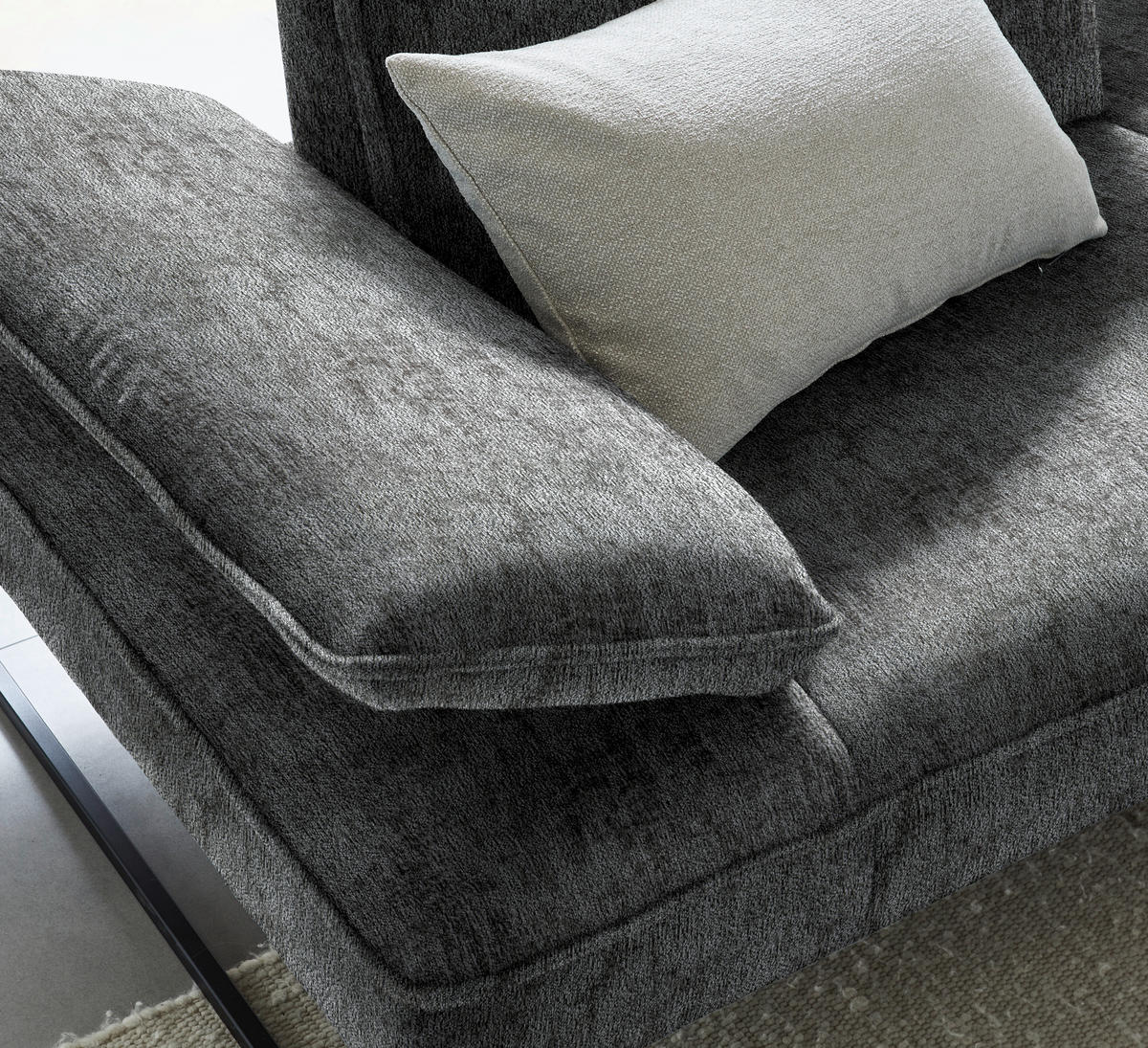 ECKSOFA in Chenille Anthrazit  - Anthrazit, Design, Textil/Metall (310/160cm) - Joop!