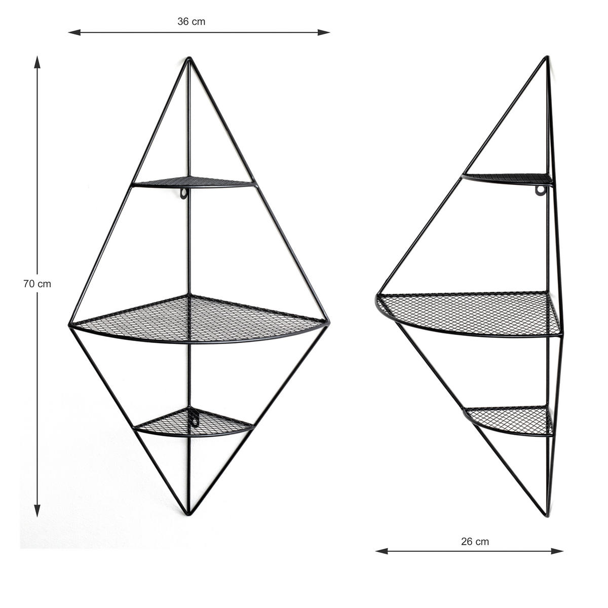 WANDREGAL Schwarz  - Schwarz, MODERN, Metall (36/70/26cm)