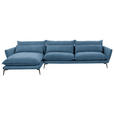 ECKSOFA  in Webstoff Blau  165/338 cm  - Blau/Schwarz, Design, Textil/Metall (165/338cm) - Hom`in