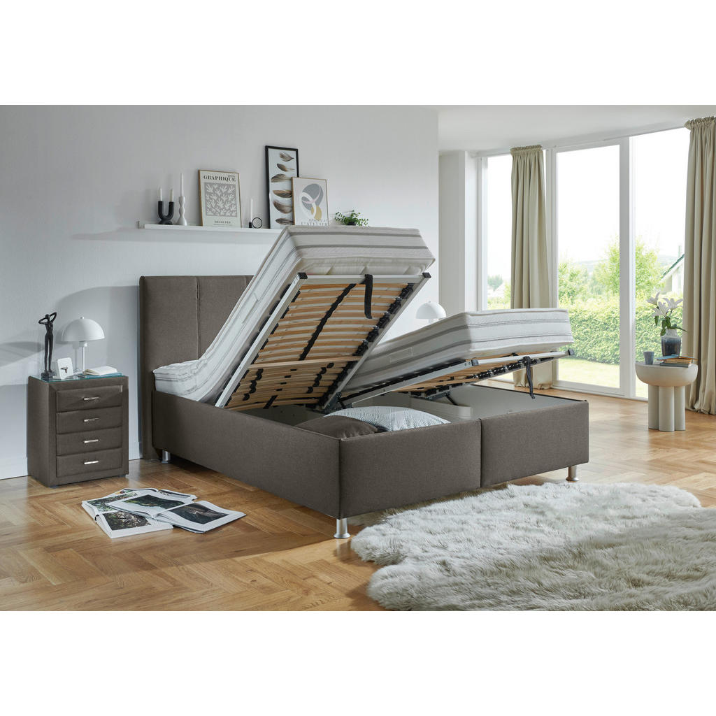Thumbnail - Beldomo - Sleep Polsterbett, Hellbraun, Textil, H2 + H3, Höhe ca. 24 cm, 180x200 cm, Goldenes M, Made in EU, Härtegradau...