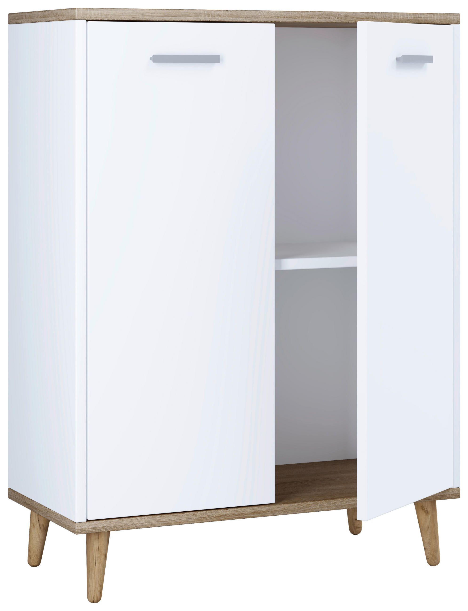 BYRÅ 60/81/32 cm  - vit/honungsek, Modern, trämaterial/plast (60/81/32cm) - MID.YOU