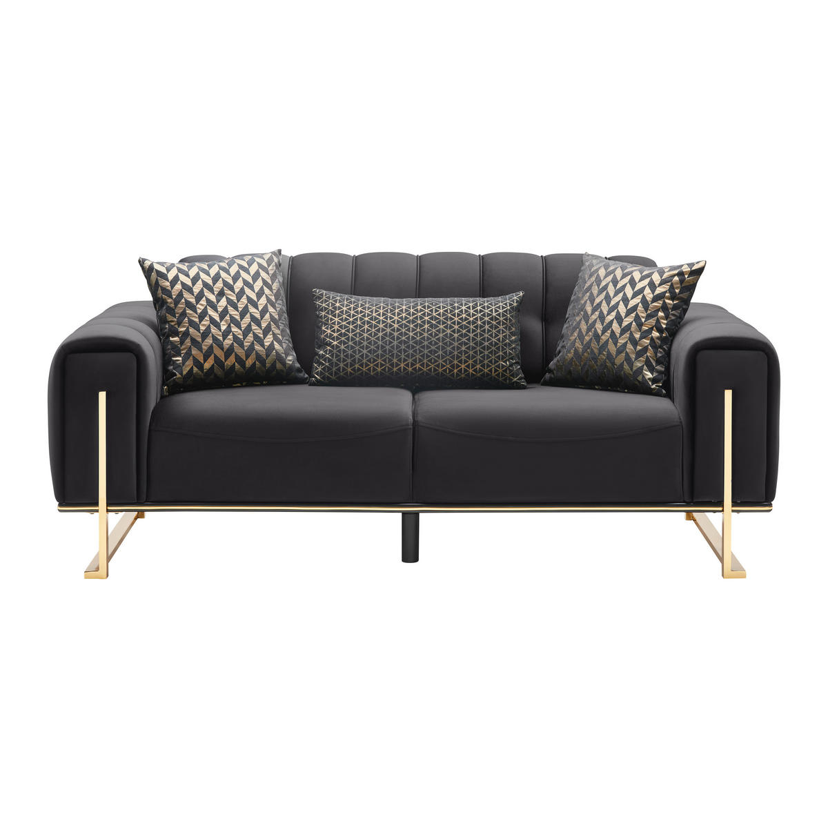 Canapea Cu 2 Locuri, textil, negru - auriu/negru, Lifestyle, textil (190/80/90cm) - Based