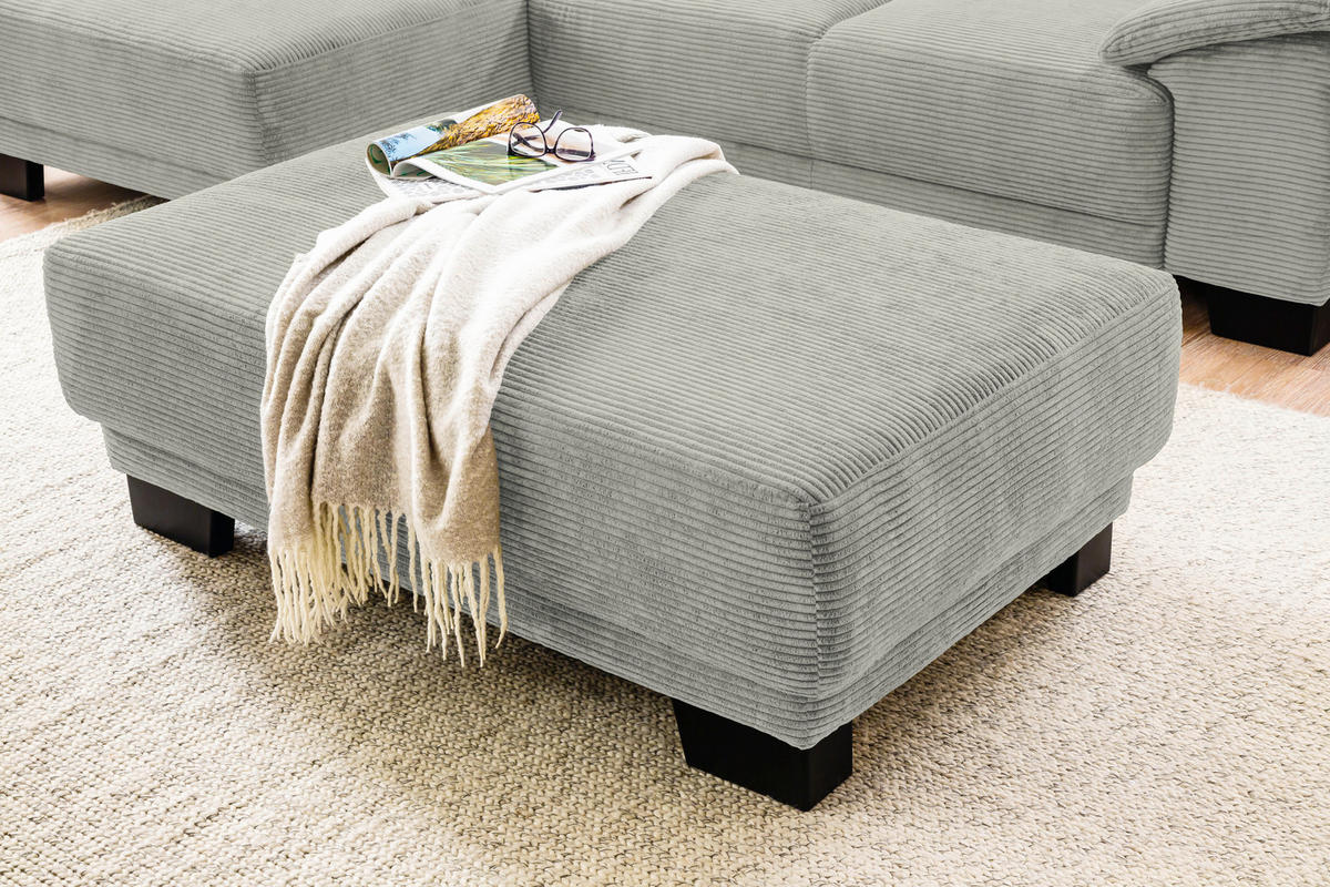 ECKSOFA in Cord Graubraun  174/270 cm  - Graubraun/Schwarz, Design, Holz/Textil (174/270cm) - Pure Home Lifestyle