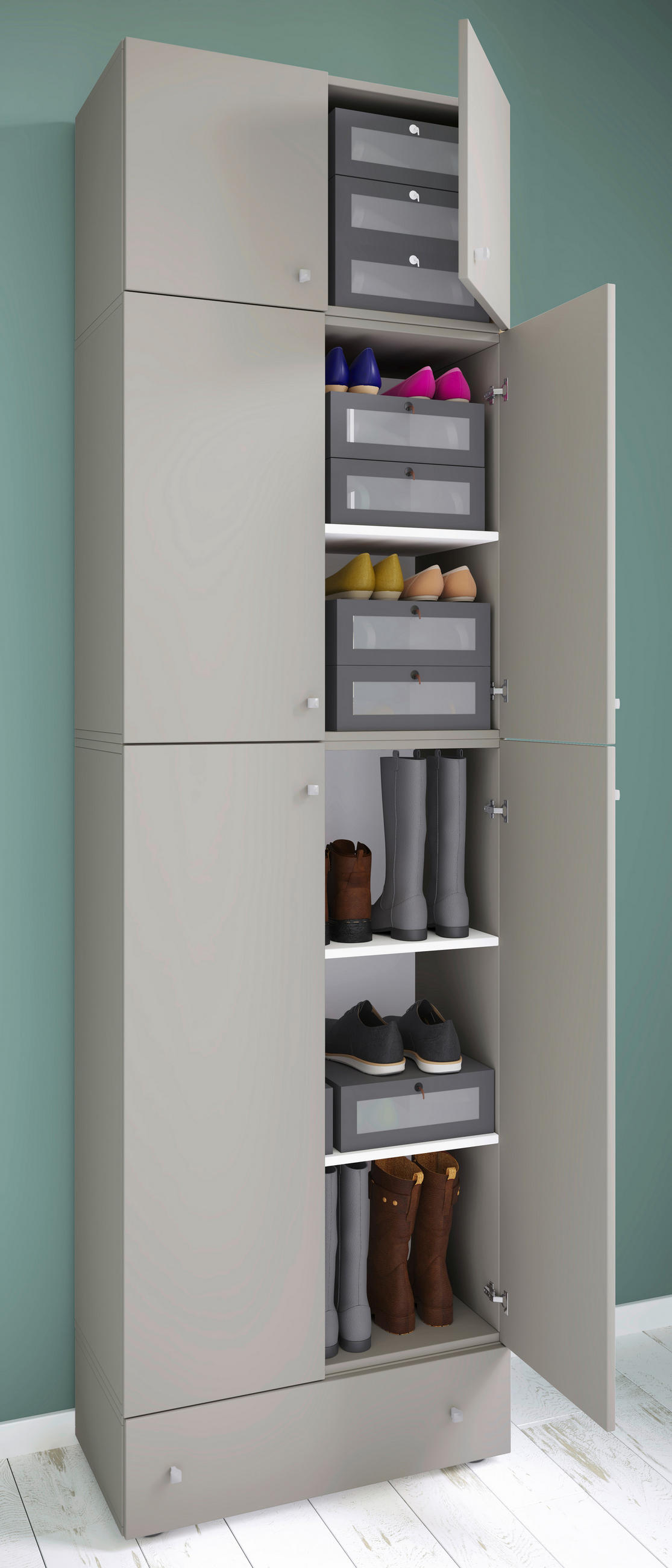 SKOSKÅP 70/240/39 cm  - grå/svart, Modern, trämaterial/plast (70/240/39cm) - MID.YOU
