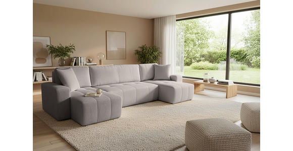 Wohnlandschaft inkl. Funktion Hellbraun Cord  - Hellbraun/Schwarz, KONVENTIONELL, Textil (146/317/146cm) - Xora