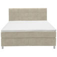 BOXSPRINGBETT 180/200 cm  in Beige  - Chromfarben/Beige, KONVENTIONELL, Kunststoff/Textil (180/200cm) - Voleo