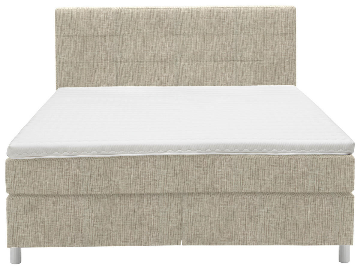 BOXSPRINGBETT 160/200 cm  in Beige  - Chromfarben/Beige, Konventionell, Kunststoff/Textil (160/200cm) - Voleo