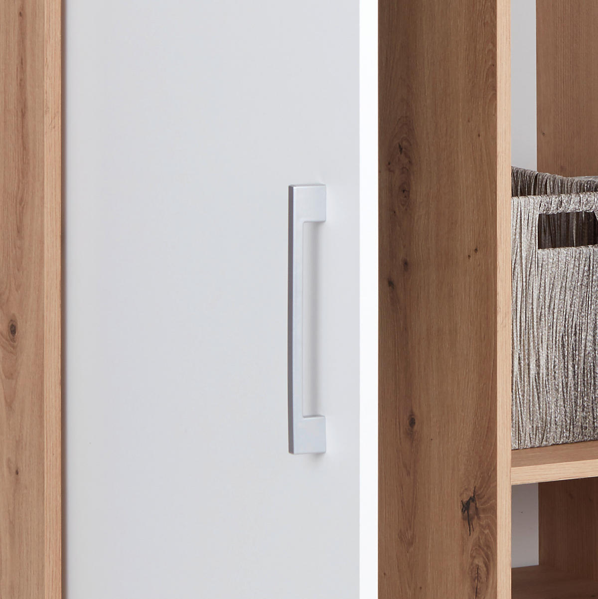 KLEIDERSCHRANK 98/205/55 cm 2-türig Weiß, Eiche Artisan  - Alufarben/Weiß, MODERN, Holzwerkstoff/Kunststoff (98/205/55cm) - Ondega
