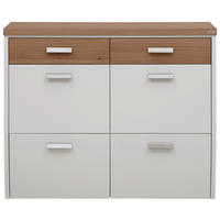 VÝKLOPNÁ SKRINKA NA TOPÁNKY, biela, farba duba, divoký dub, 121/96/31 cm - biela/farba duba, Design, kov/drevo (121/96/31cm) - Dieter Knoll