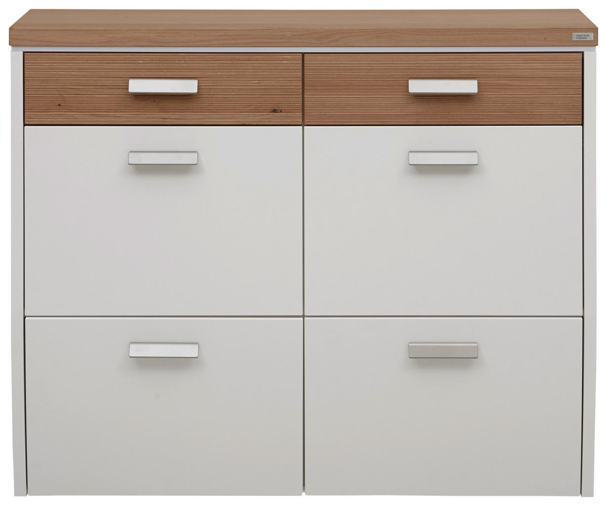 VÝKLOPNÁ SKRINKA NA TOPÁNKY, biela, farba duba, divoký dub, 121/96/31 cm - biela/farba duba, Design, kov/drevo (121/96/31cm) - Dieter Knoll