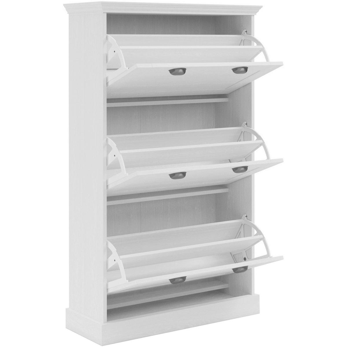 SCHUHSCHRANK MURCIA  in 80/132/30 cm  - Silberfarben/Weiß, Design, Holzwerkstoff/Metall (80/132/30cm) - Livetastic
