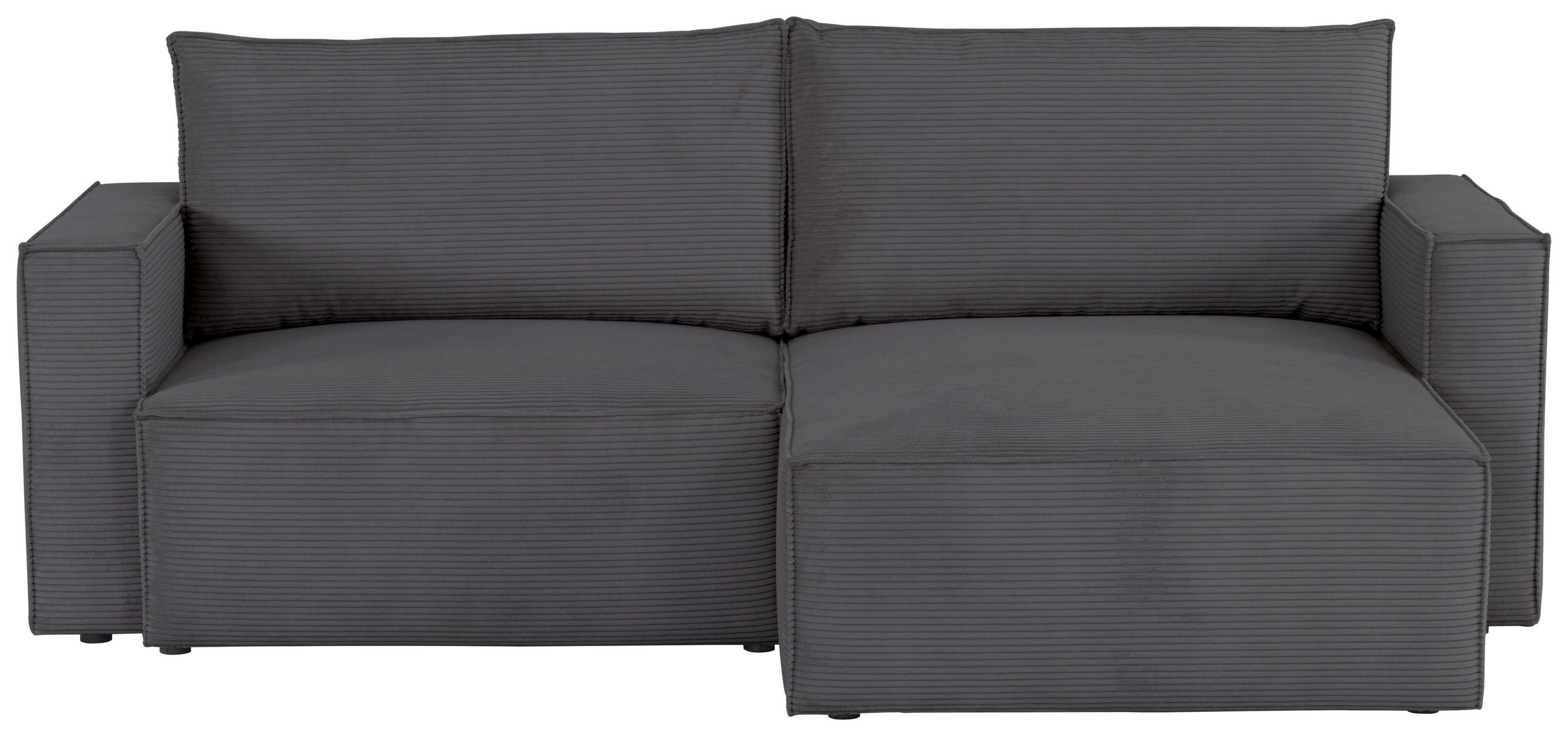 ECKSOFA Dunkelgrau Feincord  - Dunkelgrau/Schwarz, KONVENTIONELL, Kunststoff/Textil (242/151cm) - Carryhome