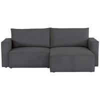 ECKSOFA in Feincord Dunkelgrau  - Dunkelgrau/Schwarz, KONVENTIONELL, Kunststoff/Textil (242/151cm) - Carryhome