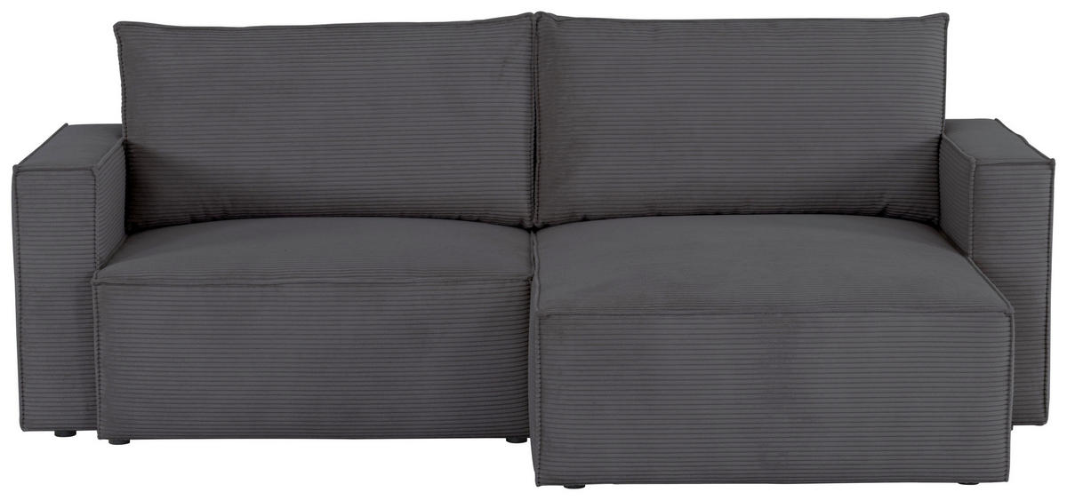 ECKSOFA in Feincord Dunkelgrau  - Dunkelgrau/Schwarz, KONVENTIONELL, Kunststoff/Textil (242/151cm) - Carryhome