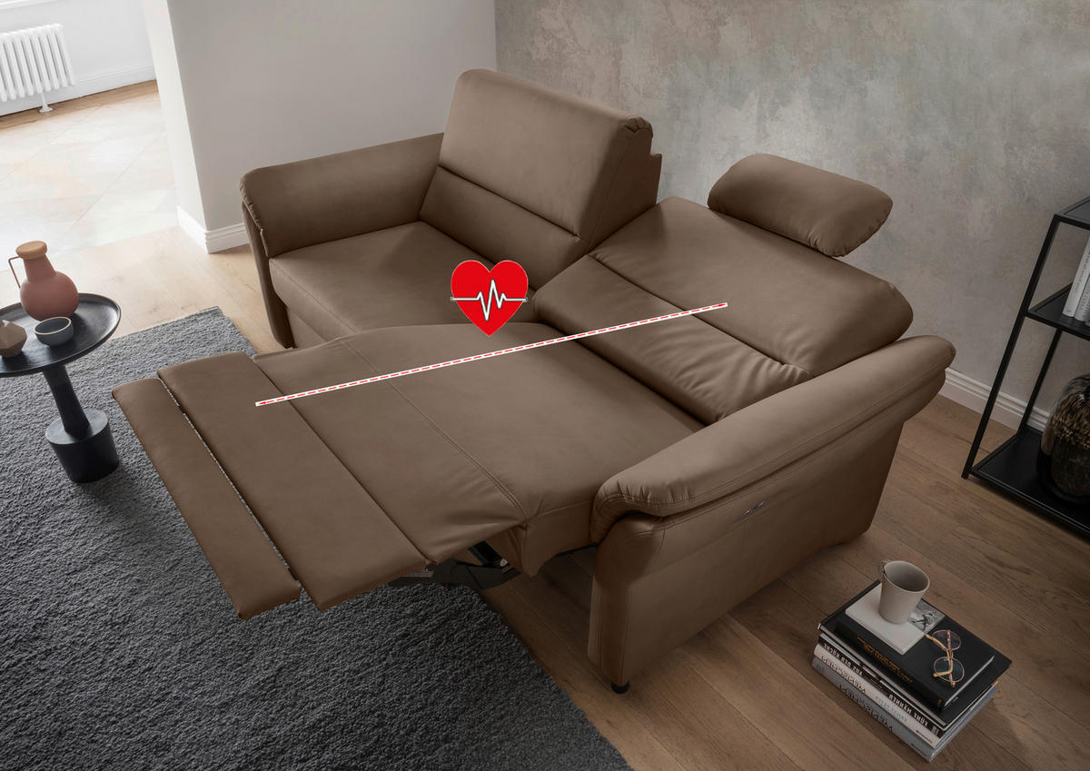 3-SITZER-SOFA in Lederlook Braun  - Schwarz/Braun, Modern, Holz/Textil (192/90/89cm) - Livetastic