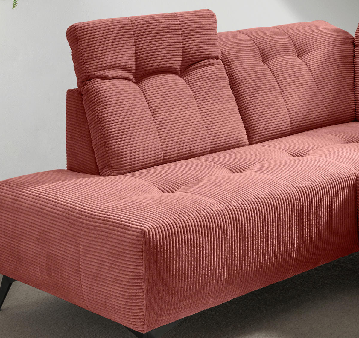 ECKSOFA in Cord Koralle  - Koralle/Schwarz, Modern, Textil/Metall (200/272cm) - Livetastic