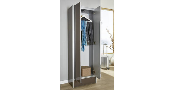 GARDEROBENSCHRANK 63/189/38 cm  - Anthrazit/Alufarben, Design, Glas/Holzwerkstoff (63/189/38cm) - Dieter Knoll