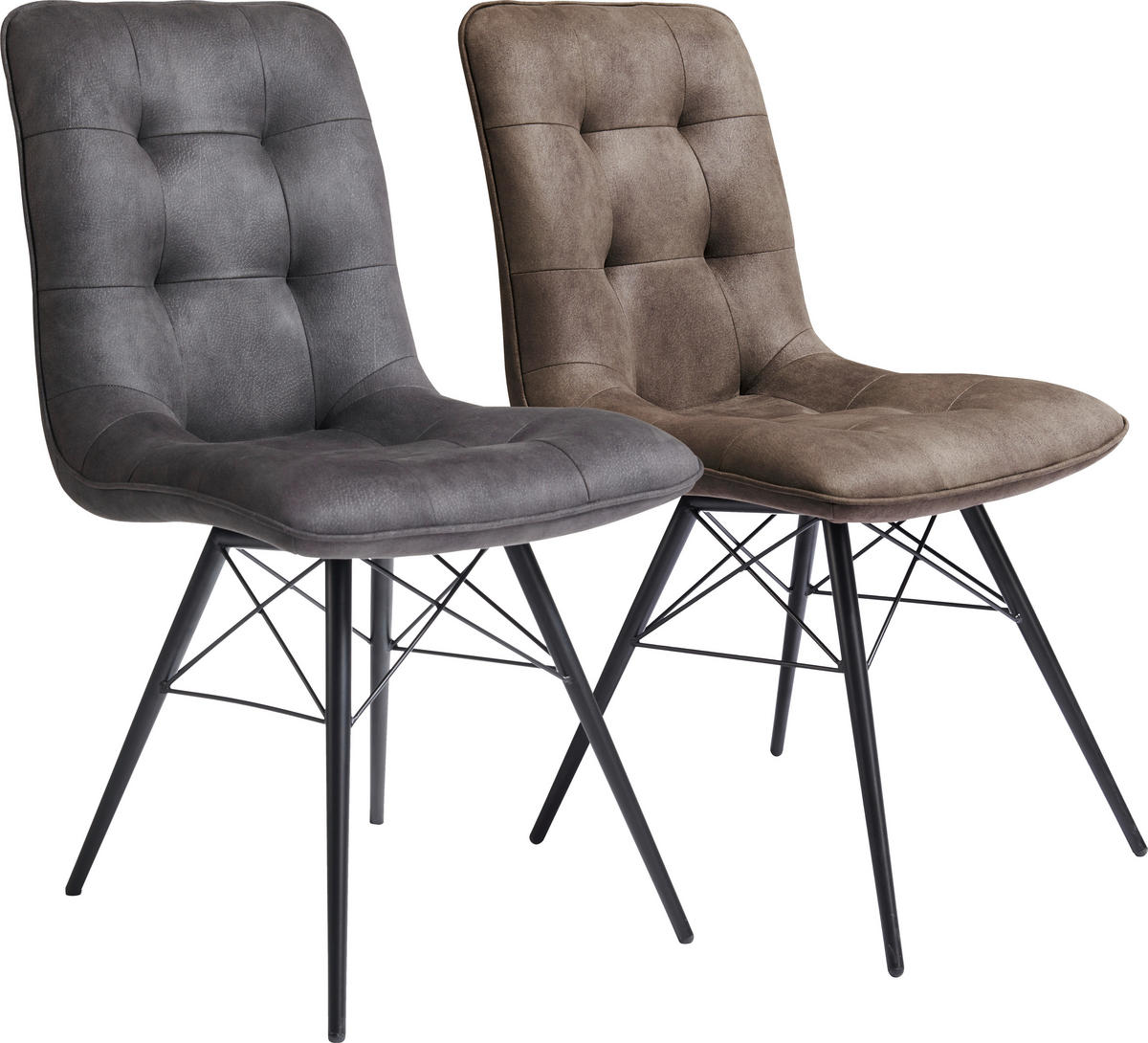 STUHL Mikrofaser Dunkelgrau  - Dunkelgrau/Schwarz, Design, Textil/Metall (48/88/62cm) - Hom`in