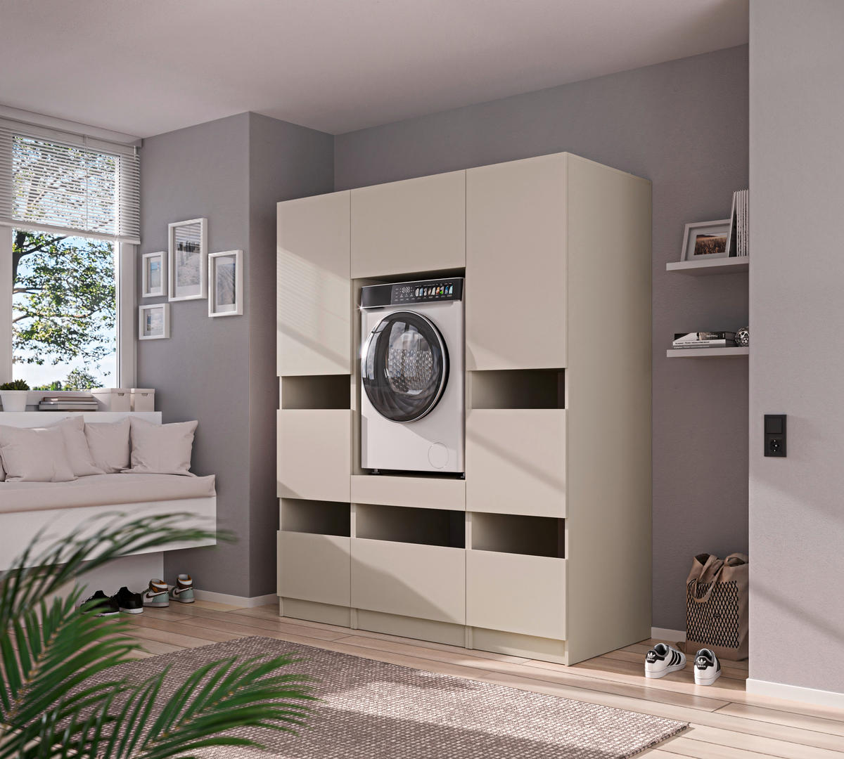 MEHRZWECKSCHRANK 50/200/68 cm  in Kaschmir  - Kaschmir/Schwarz, Design, Holzwerkstoff/Metall (50/200/68cm) - Milino