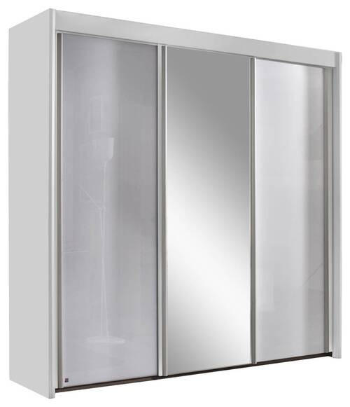 SCHWEBETÜRENSCHRANK 225/197/65 cm 3-türig - Weiß/Grau, Basics, Glas/Holzwerkstoff (225/197/65cm) - Cantus