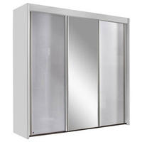 SCHWEBETÜRENSCHRANK 225/197/65 cm 3-türig  - Weiß/Grau, Basics, Glas/Holzwerkstoff (225/197/65cm) - Cantus
