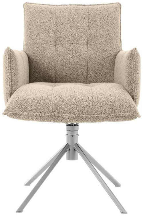 ARMLEHNSTUHL  in Flachgewebe  - Edelstahlfarben/Beige, Design, Textil/Metall (55/85/65cm) - Valnatura