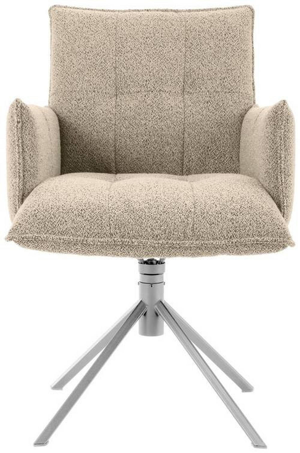 ARMLEHNSTUHL  in Flachgewebe  - Edelstahlfarben/Beige, Design, Textil/Metall (55/85/65cm) - Valnatura