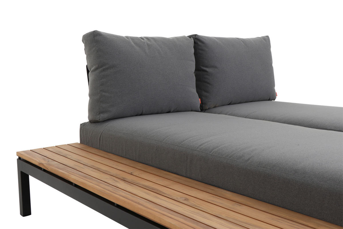 LOUNGEGARNITUR Teakholz massiv Aluminium  - Anthrazit/Grau, KONVENTIONELL, Holz/Textil (322/84/354cm) - Siena Garden
