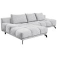 ECKSOFA in Chenille Hellgrau  - Hellgrau/Schwarz, MODERN, Textil/Metall (182/290cm) - Hom`in