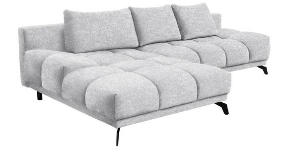 ECKSOFA in Chenille Hellgrau  - Hellgrau/Schwarz, MODERN, Textil/Metall (182/290cm) - Hom`in