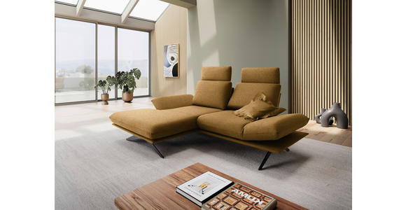 ECKSOFA  in Flachgewebe Currygelb  155/234 cm  - Currygelb/Schwarz, Design, Textil/Metall (155/234cm) - Dieter Knoll