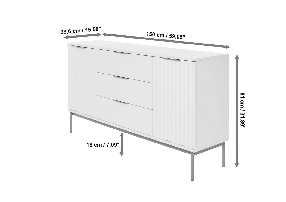 SIDEBOARD Carve  in 150/83/40 cm  - Goldfarben/Weiß, MODERN, Holzwerkstoff/Metall (150/83/40cm)