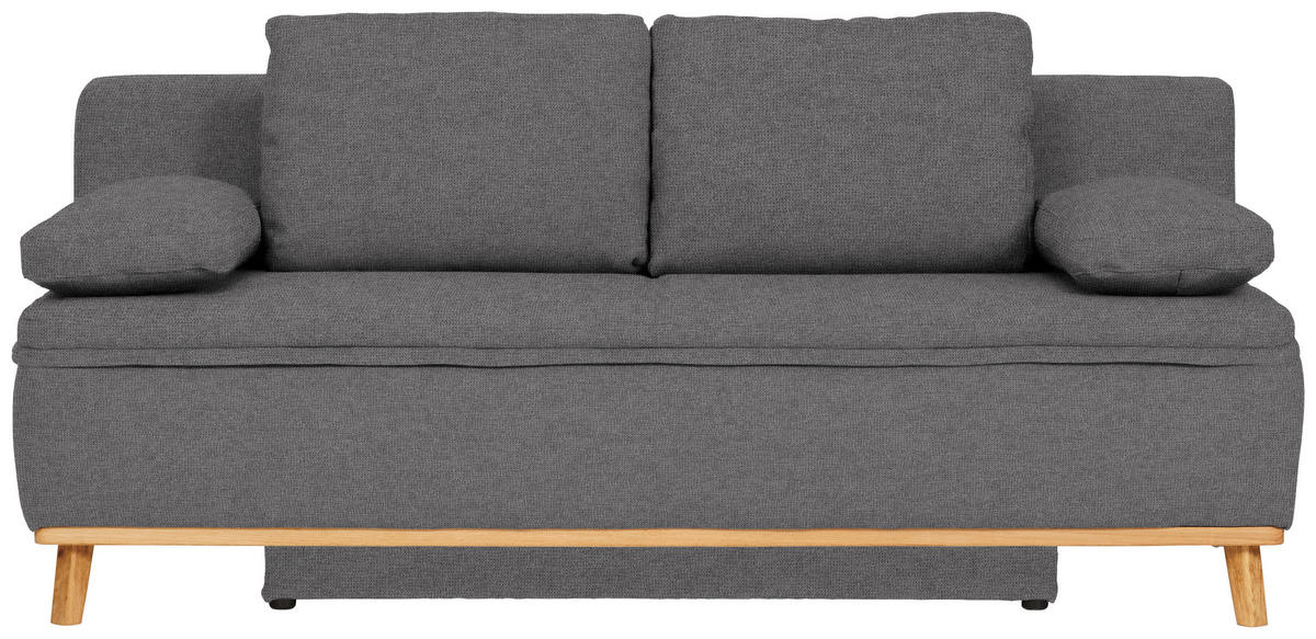 SCHLAFSOFA Webstoff Dunkelgrau  - Dunkelgrau/Naturfarben, Konventionell, Holz/Textil (203/95/96cm) - Venda