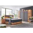 SCHWEBETÜRENSCHRANK  in Taupe, Eichefarben  - Taupe/Eichefarben, Natur, Glas/Holz (286/215/74cm) - Linea Natura