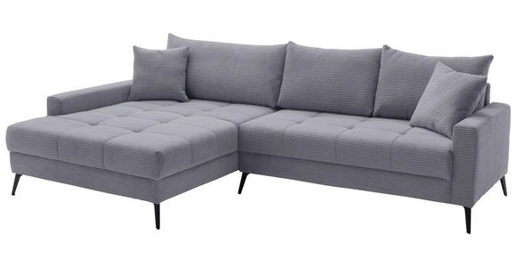 ECKSOFA  in Cord Grau  173/280 cm  - Schwarz/Grau, KONVENTIONELL, Textil/Metall (173/280cm) - Hom`in