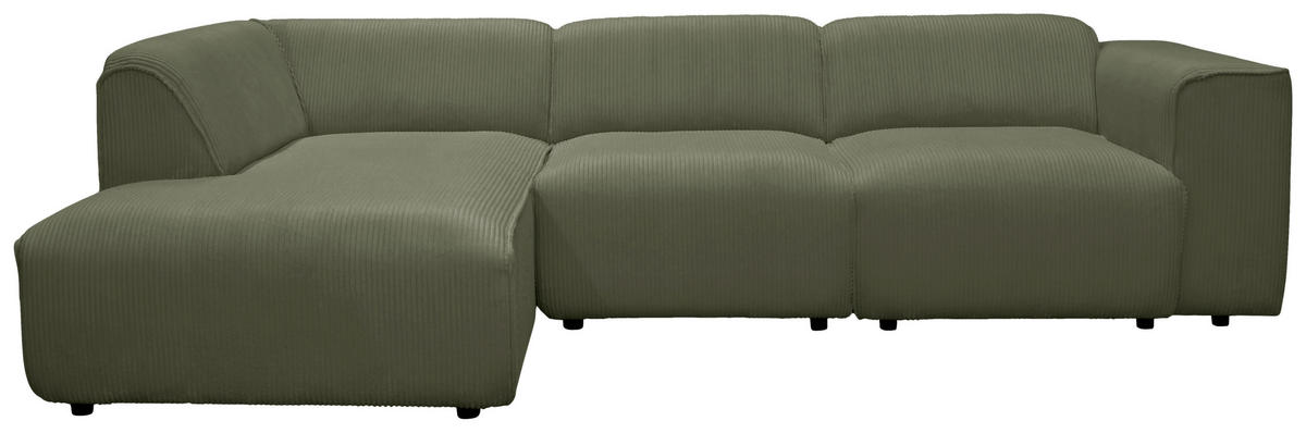 ECKSOFA ANTHONY Grün Cord  - Schwarz/Grün, Design, Kunststoff/Textil (163/275cm) - MID.YOU