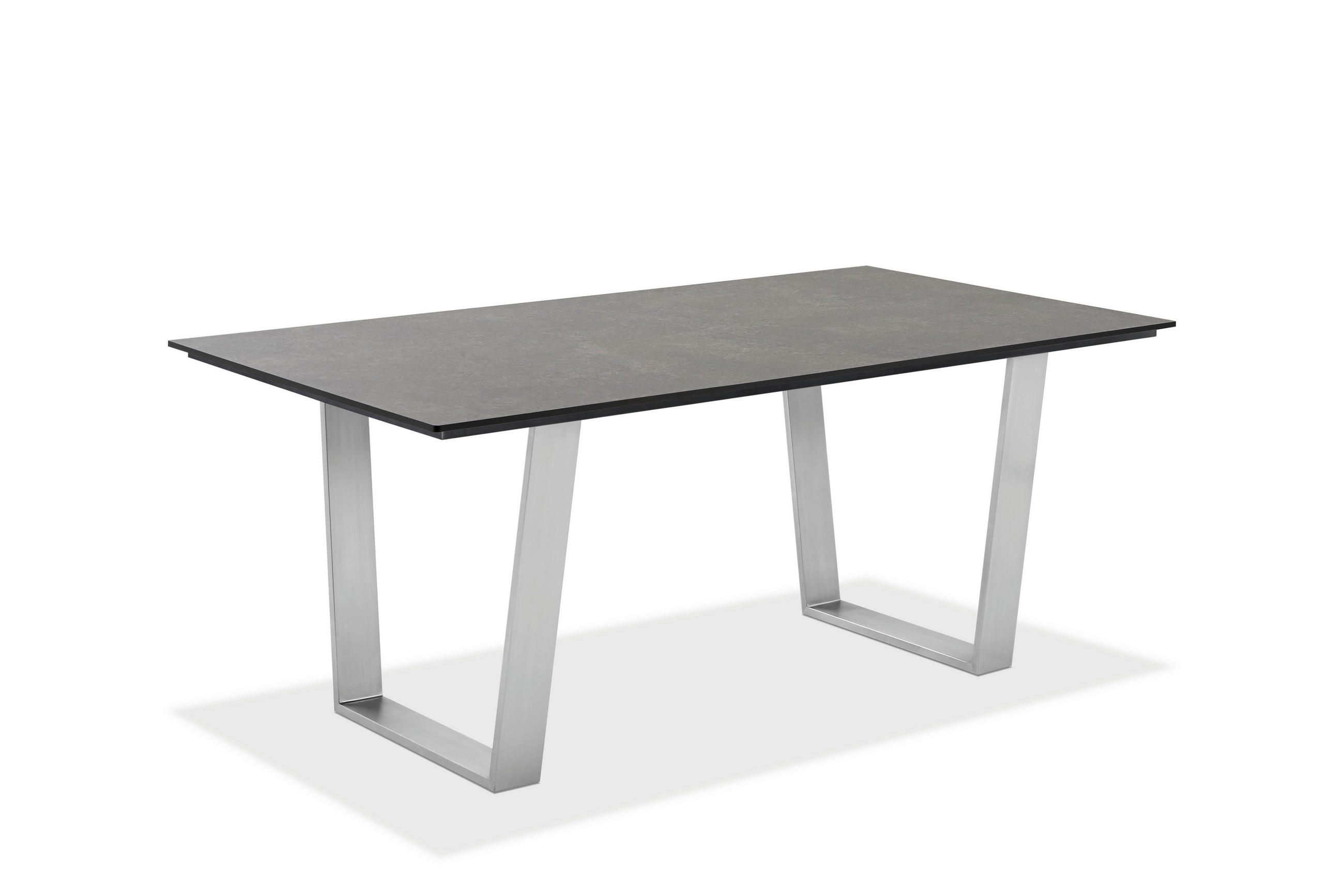 GARTENTISCH Kunststoff Grau, Edelstahlfarben rechteckig  - Edelstahlfarben/Grau, Design, Kunststoff/Metall (180/95/76cm)