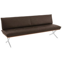 SITZBANK Holz, Textil Braun, Nussbaumfarben, Nickelfarben  - Edelstahlfarben/Nussbaumfarben, Design, Holz/Textil (214/88/66cm) - Koinor