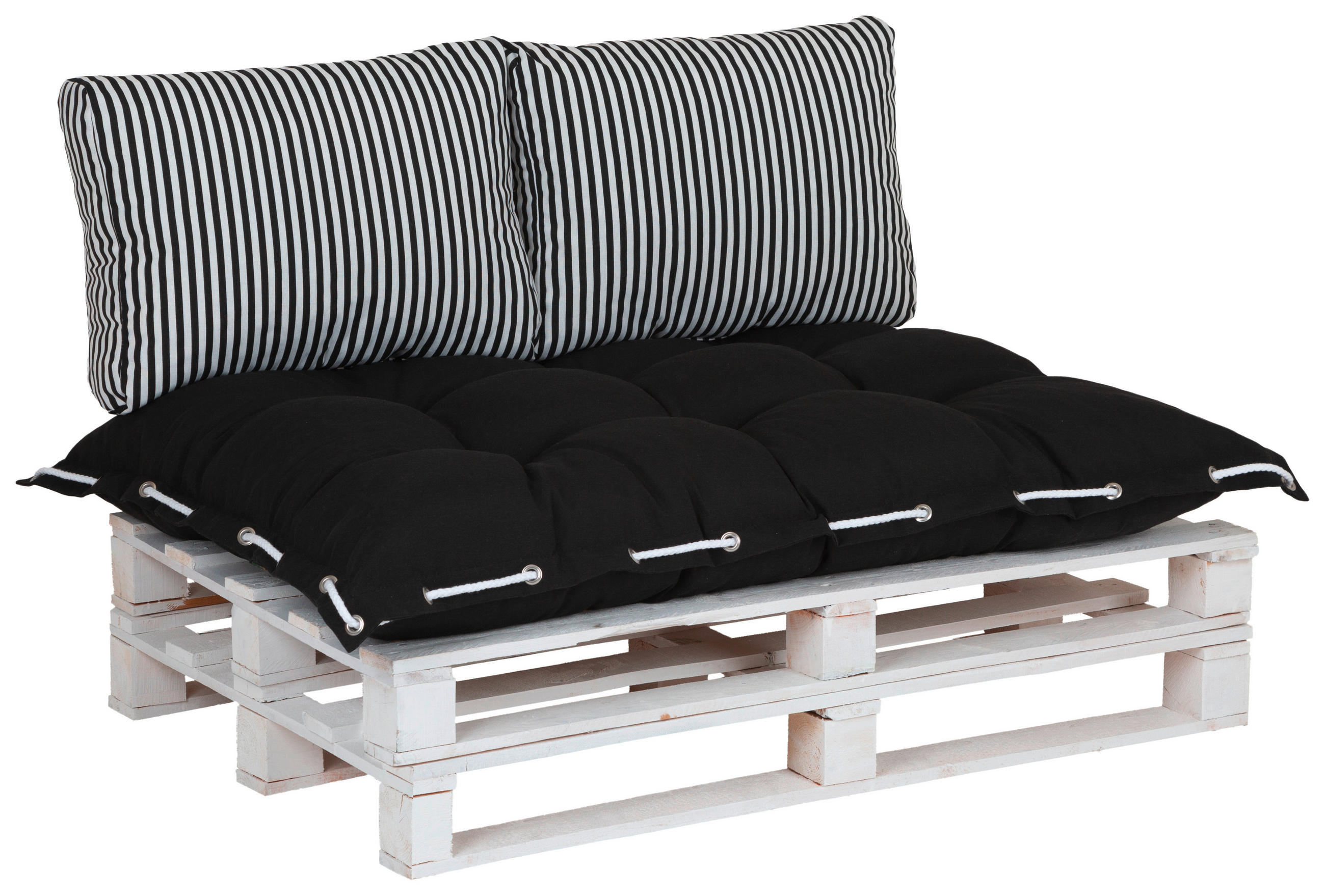 Palettenkissen 3er-Set Lounge 120x80 / 60x40 cm Schwarz/Weiß
