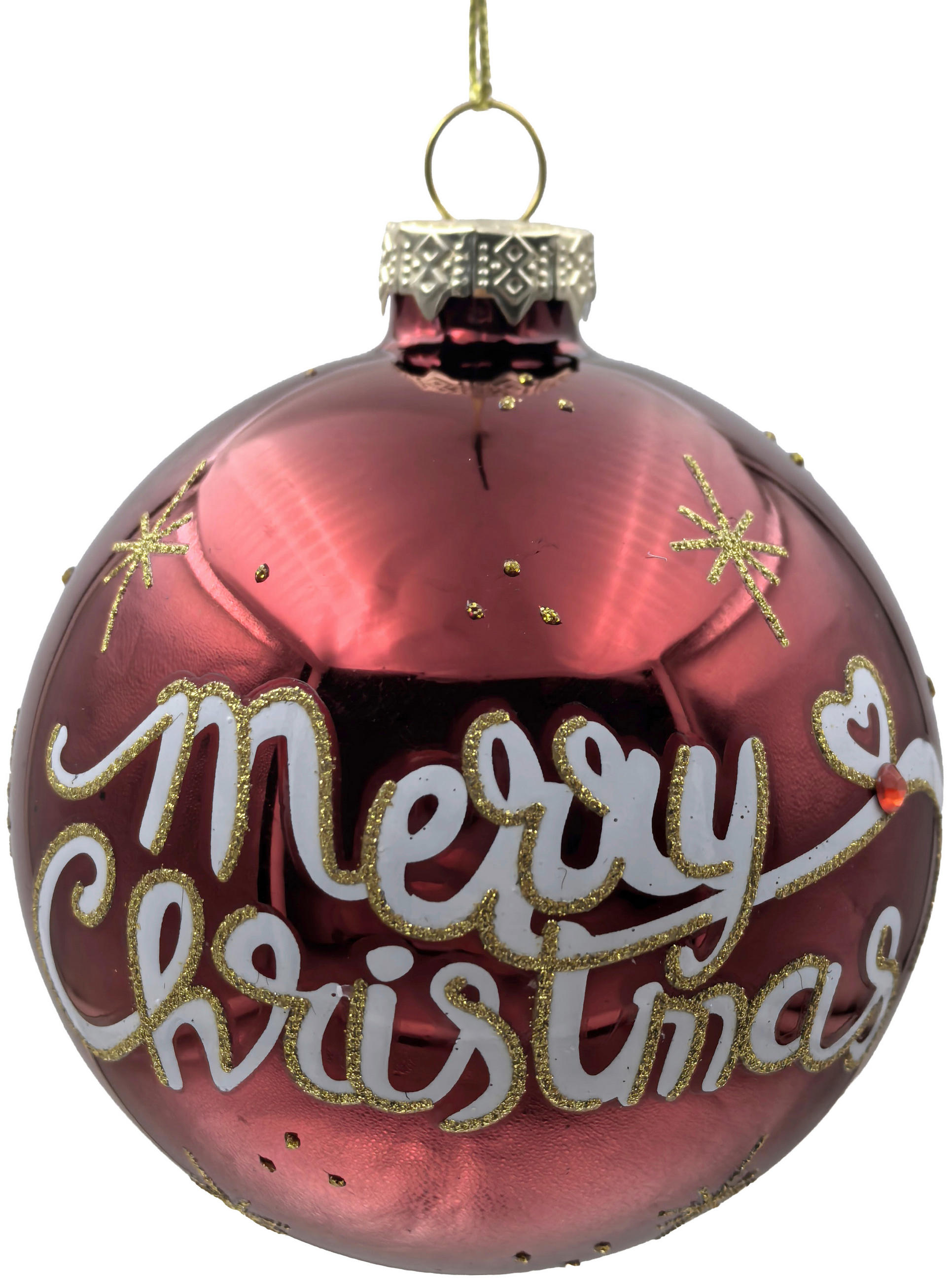 Glob De Crăciun - alb/nisipiu, Lifestyle, sticlă/metal (8cm) - X-Mas