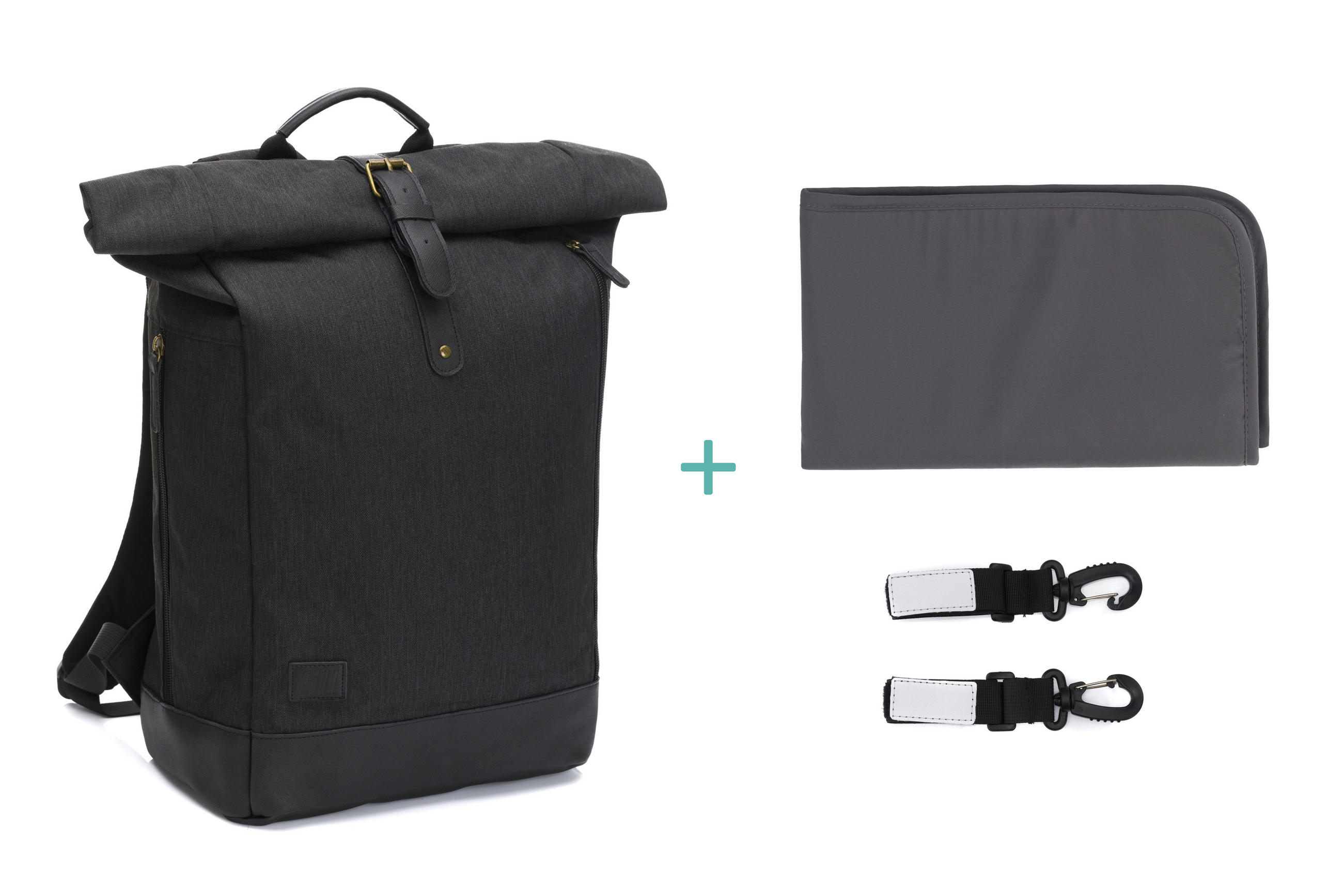 WICKELRUCKSACK  - Schwarz, Basics, Leder/Textil (53/39/16cm) - Fillikid