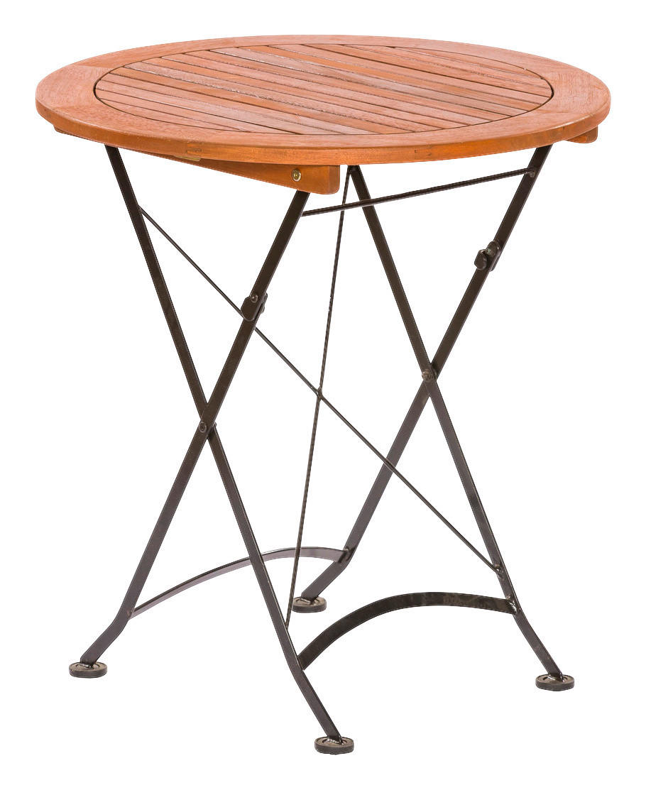 GARTENKLAPPTISCH Holz, Metall rund  - Naturfarben, ROMANTIK / LANDHAUS, Holz/Metall (70/74/70cm) - Gardenson