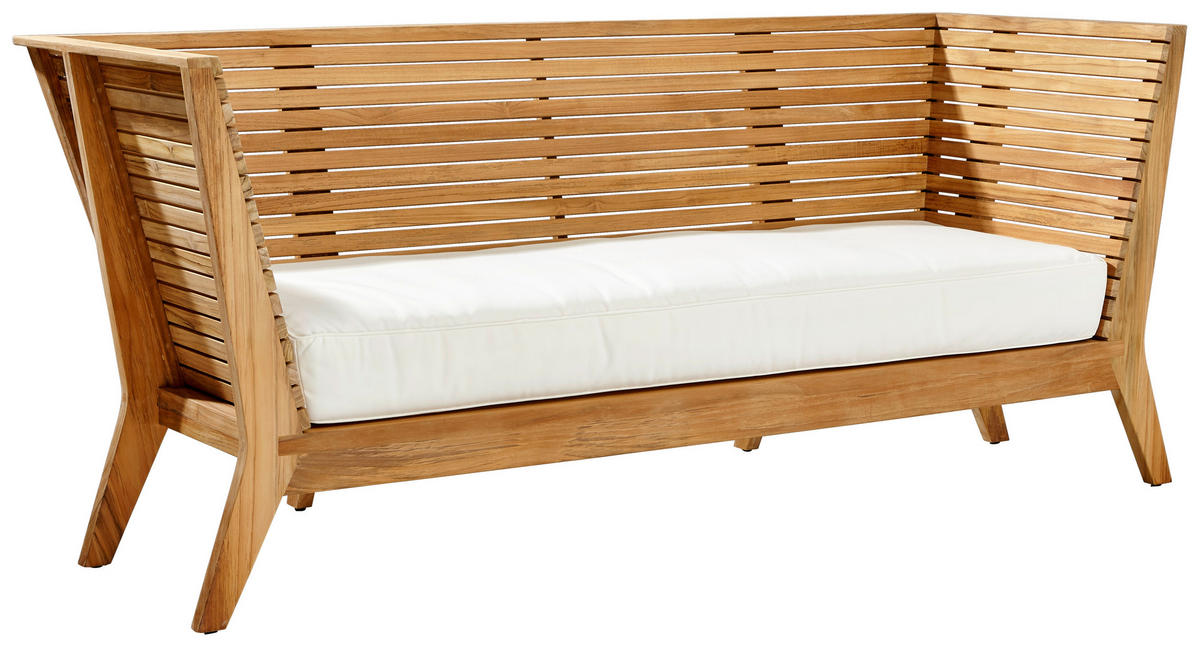 GARTENBANK 190/83/69 cm Teakholz   - Weiß/Teakfarben, MODERN, Holz/Textil (190/83/69cm) - Jan Kurtz