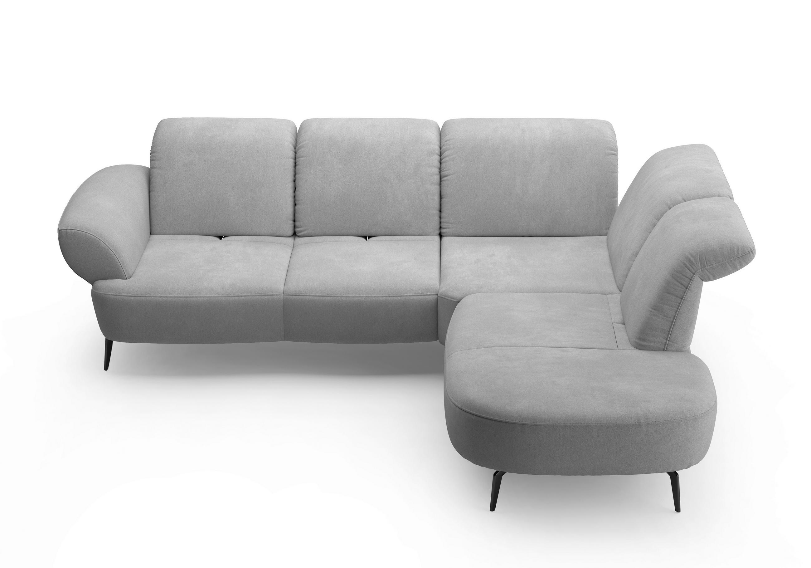 ECKSOFA in Flachgewebe Grau - Schwarz/Grau, Modern, Textil/Metall (302/270cm) - Sit & More