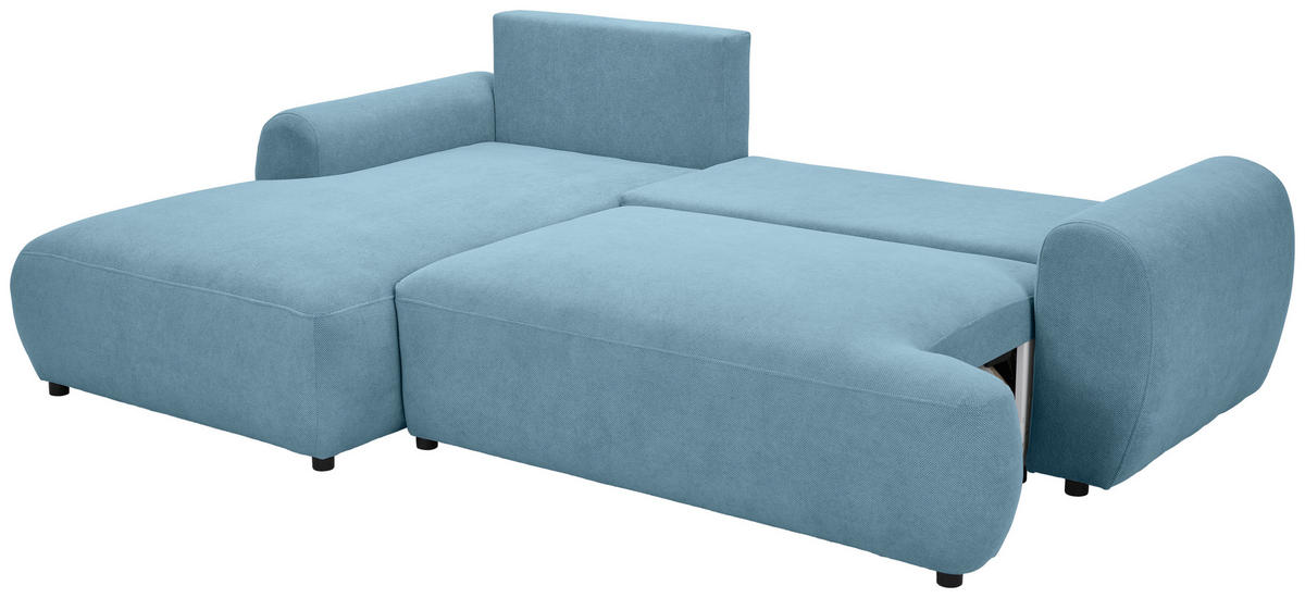 ECKSOFA in Webstoff Blau  - Blau/Schwarz, Modern, Kunststoff/Textil (175/265cm) - MID.YOU
