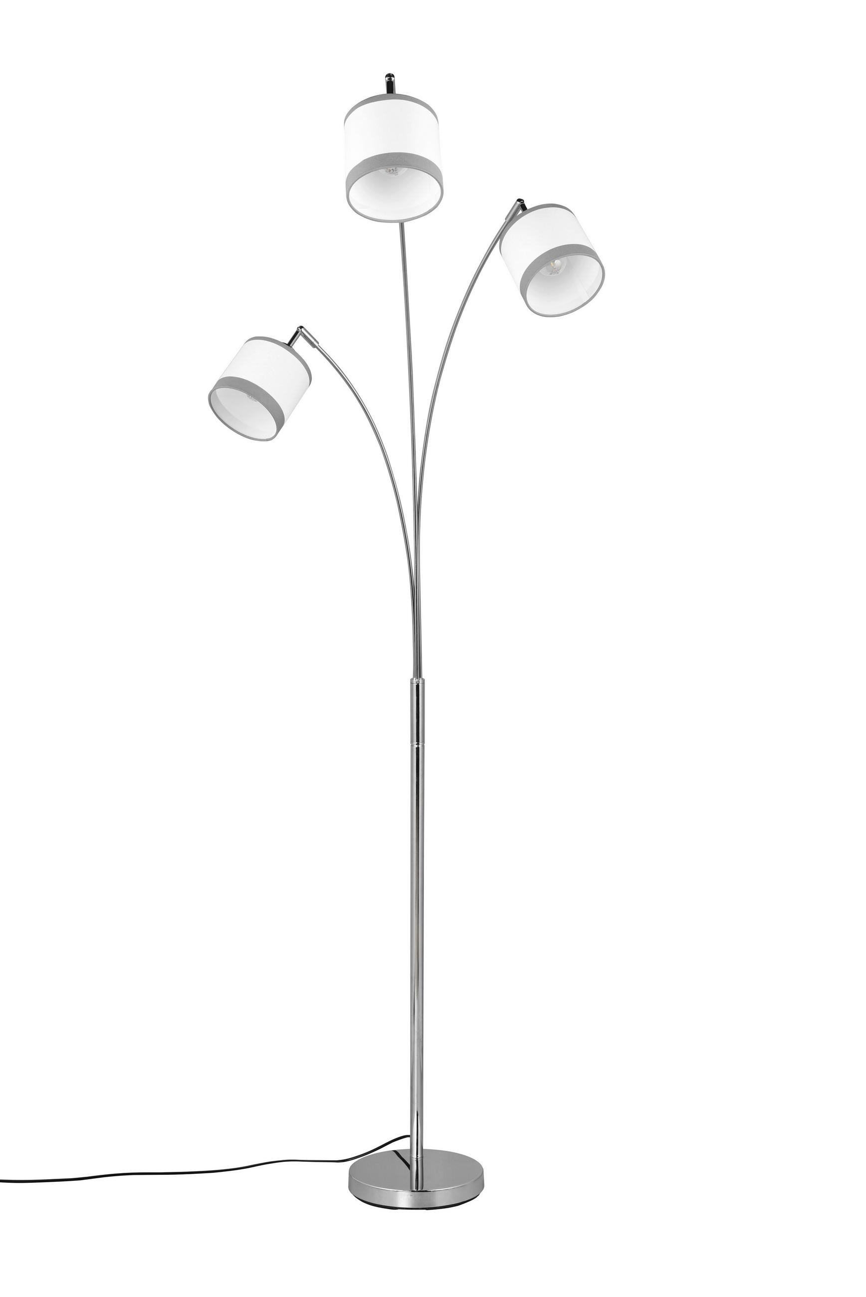 STEHLEUCHTE - Chromfarben/Weiss, Basics, Textil/Metall (12/185cm)