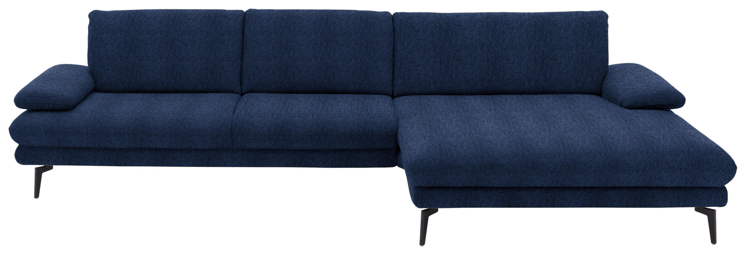 ECKSOFA in Chenille Dunkelblau  - Schwarz/Dunkelblau, Design, Textil/Metall (310/180cm) - Dieter Knoll